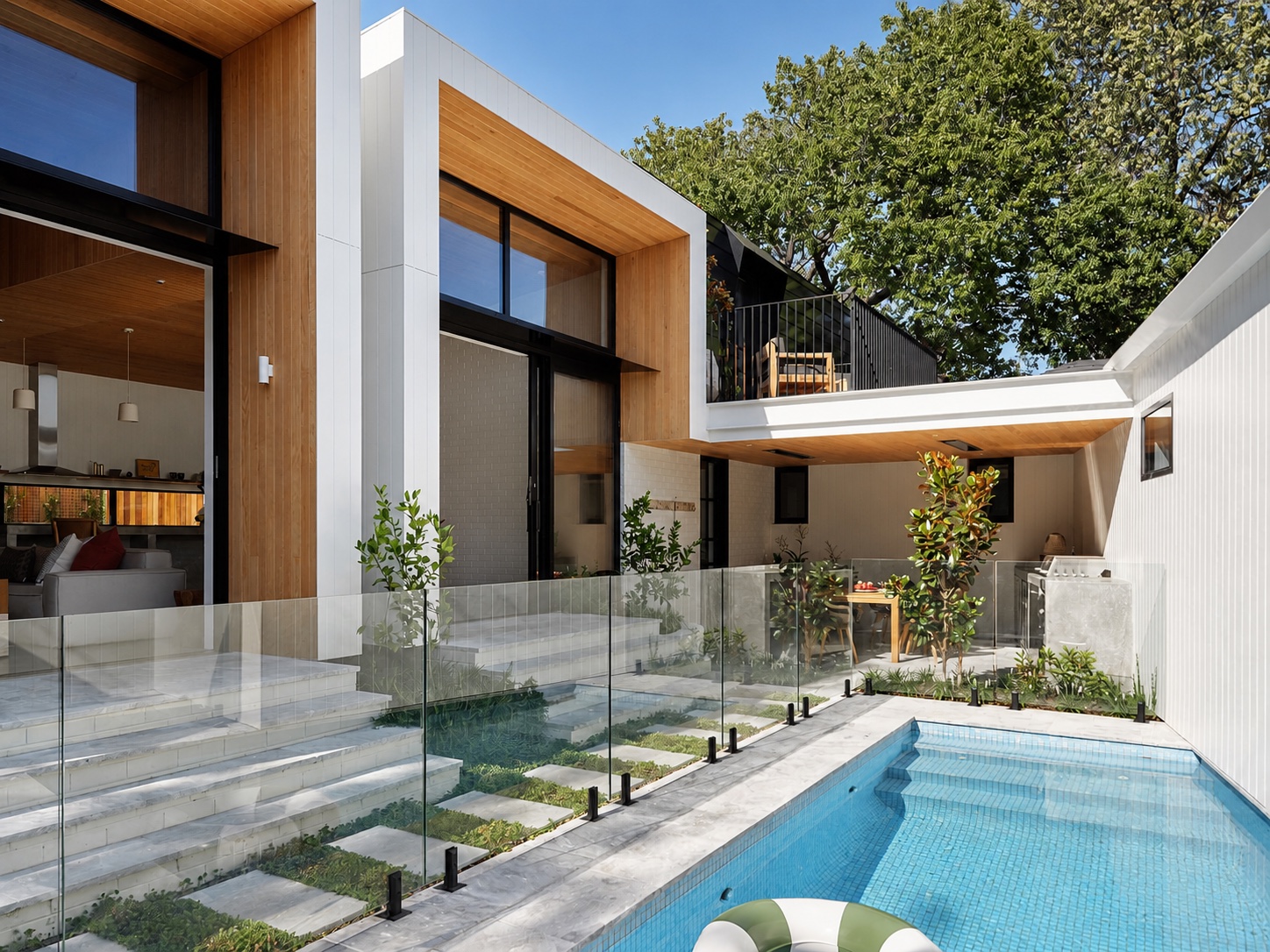 Canvas House outdoor living space overlooking the swimming pool
